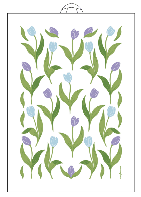 Kjøkkenhåndkle TULIPAN lilla/blå