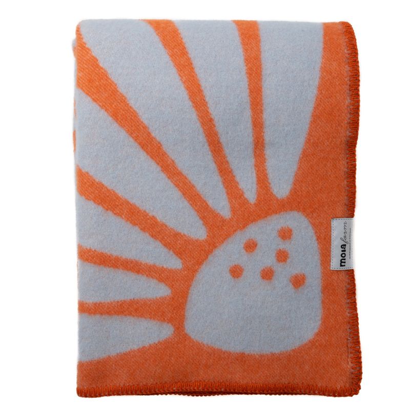 Ullpledd SOMMER orange/lysblå