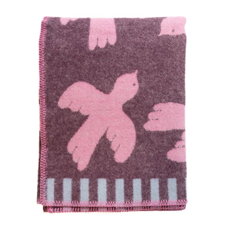 Ullpledd FUGL - lilla/rosa